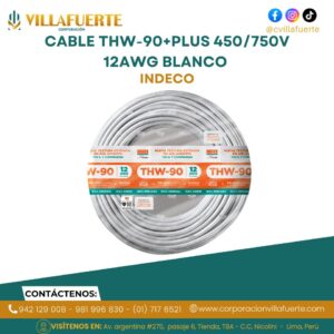CABLE THW-90+PLUS 450/750V 12AWG BLANCO INDECO