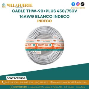 CABLE THW-90+PLUS 450/750V 14AWG BLANCO INDECO