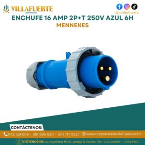ENCHUFE 16 AMP 2P+T 250V. AZUL 6H MENNEKES