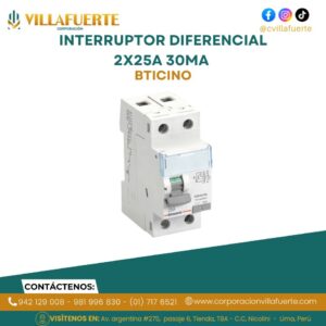 INTERRUPTOR DIFERENCIAL 2X25A 30MA BTICINO