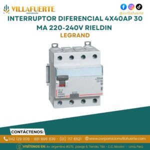 INTERRUPTOR DIFERENCIAL 4X40AP 30 MA 220-240V RIELDIN LEGRAND
