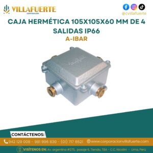 CAJA HERMÉTICA 105x105x60 mm DE 4 SALIDAS IP66