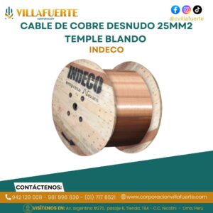 Cable de cobre desnudo 25mm2 temple blando INDECO